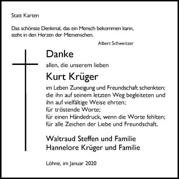 Traueranzeige von Kurt Krüger von Westfalen-Blatt