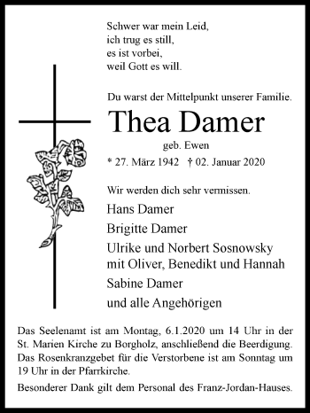 Traueranzeige von Thea Damer von Westfalen-Blatt