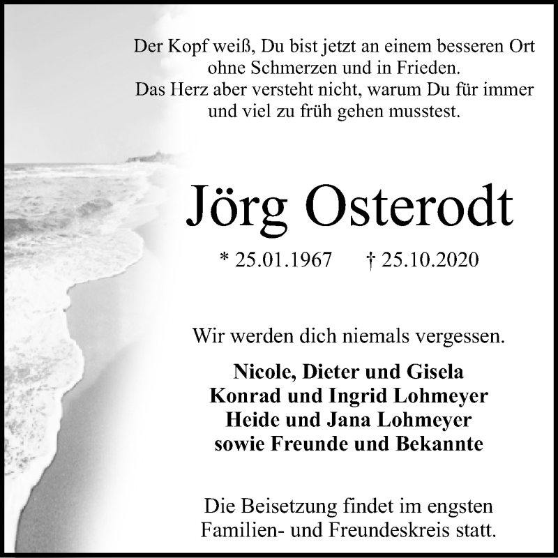  Traueranzeige für Jörg Osterodt vom 30.10.2020 aus Westfalen-Blatt