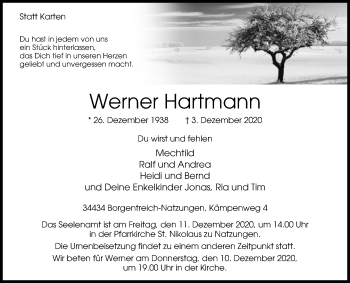 Traueranzeige von Werner Hartmann von Westfalen-Blatt