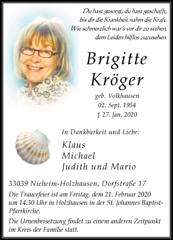 Traueranzeige von Brigitte Kröger von Westfalen-Blatt