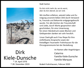 Traueranzeige von Dirk Kiele-Dunsche von Westfalen-Blatt