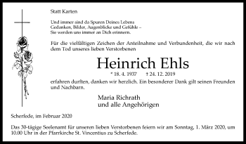 Traueranzeige von Heinrich Ehls von Westfalen-Blatt