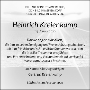 Traueranzeige von Heinrich Kreienkamp von Westfalen-Blatt