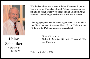Traueranzeige von Heinz Schnittker von Westfalen-Blatt