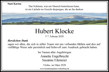 Traueranzeige von Hubert Klocke von Westfalen-Blatt