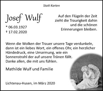 Traueranzeige von Josef Wulf von Westfalen-Blatt