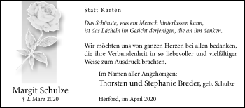 Traueranzeige von Margit Schulze von Westfalen-Blatt
