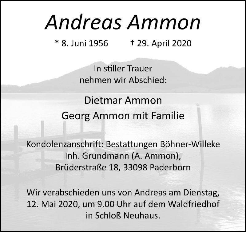  Traueranzeige für Andreas Ammon vom 06.05.2020 aus Westfalen-Blatt