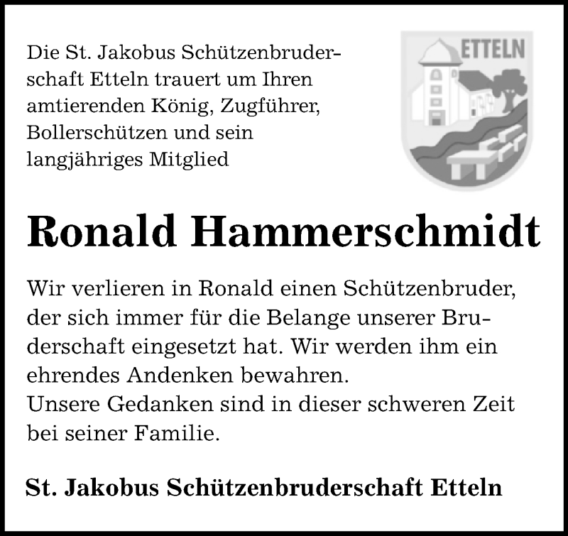  Traueranzeige für Ronald Hammerschmidt vom 26.05.2020 aus Westfalen-Blatt