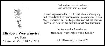 Traueranzeige von Elisabeth Westermeier von Westfalen-Blatt