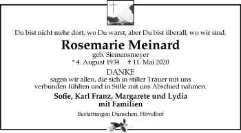Traueranzeige von Rosemarie Meinard von Westfalen-Blatt