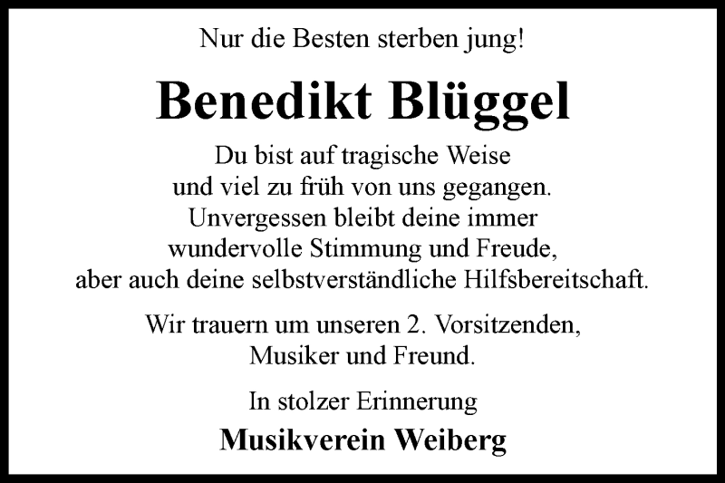  Traueranzeige für Benedikt Blüggel vom 17.07.2020 aus Westfalen-Blatt