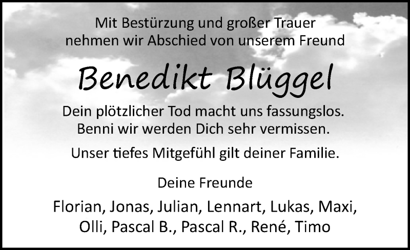  Traueranzeige für Benedikt Blüggel vom 17.07.2020 aus Westfalen-Blatt