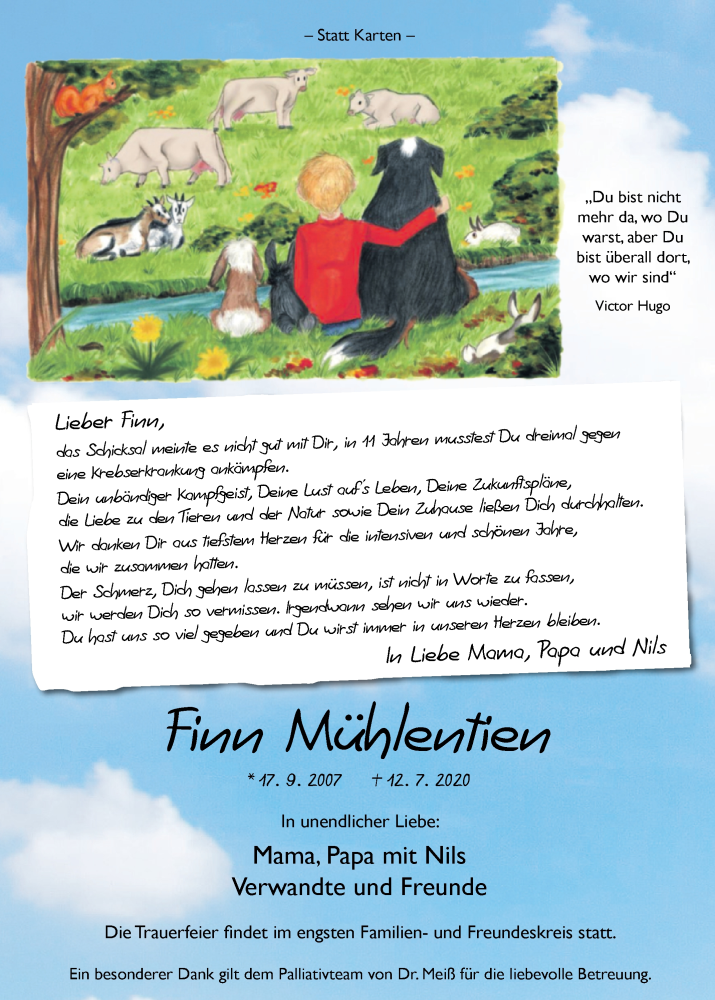  Traueranzeige für Finn Mühlentien vom 15.07.2020 aus Westfalen-Blatt