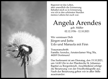 Traueranzeige von Angela Arendes von Westfalen-Blatt