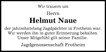 Traueranzeige von Helmut Naue von Westfalen-Blatt