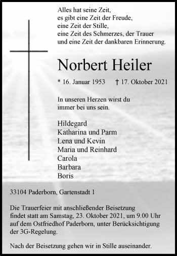 Traueranzeige von Norbert Heiler von Westfalen-Blatt