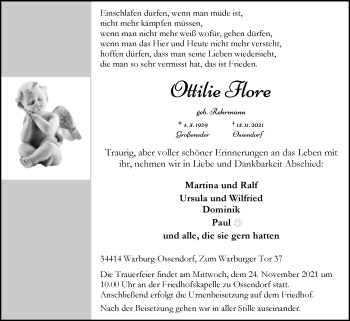 Traueranzeige von Ottilie Flore von Westfalen-Blatt