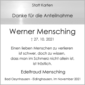 Traueranzeige von Werner Mensching von Westfalen-Blatt