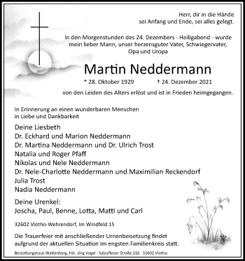 Traueranzeige von Martin Neddermann von Westfalen-Blatt