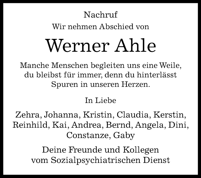  Traueranzeige für Werner Ahle vom 18.12.2021 aus Westfalen-Blatt