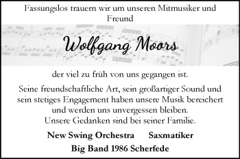 Traueranzeige von Wolfgang Moors von Westfalen-Blatt