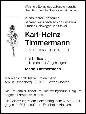 Traueranzeige von Karl-Heinz Timmermann von Westfalen-Blatt