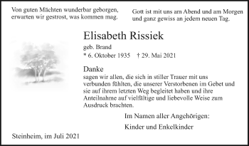 Traueranzeige von Elisabeth Rissiek von Westfalen-Blatt
