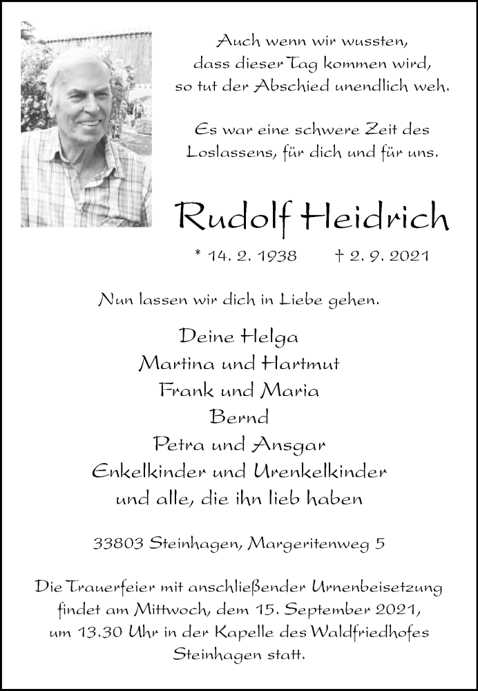  Traueranzeige für Rudolf Heidrich vom 08.09.2021 aus Westfalen-Blatt