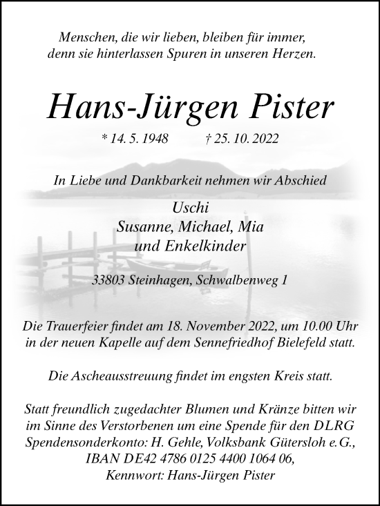 Traueranzeige von Hans-Jürgen Pister von Westfalen-Blatt