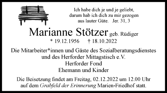 Traueranzeige von Marianne Stötzer von Westfalen-Blatt
