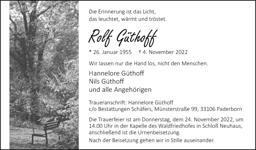  Traueranzeige für Rolf Güthoff vom 12.11.2022 aus Westfalen-Blatt