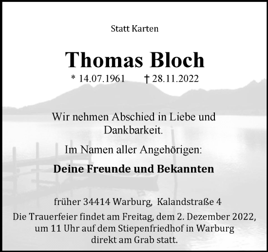 Traueranzeige von Thomas Bloch von Westfalen-Blatt