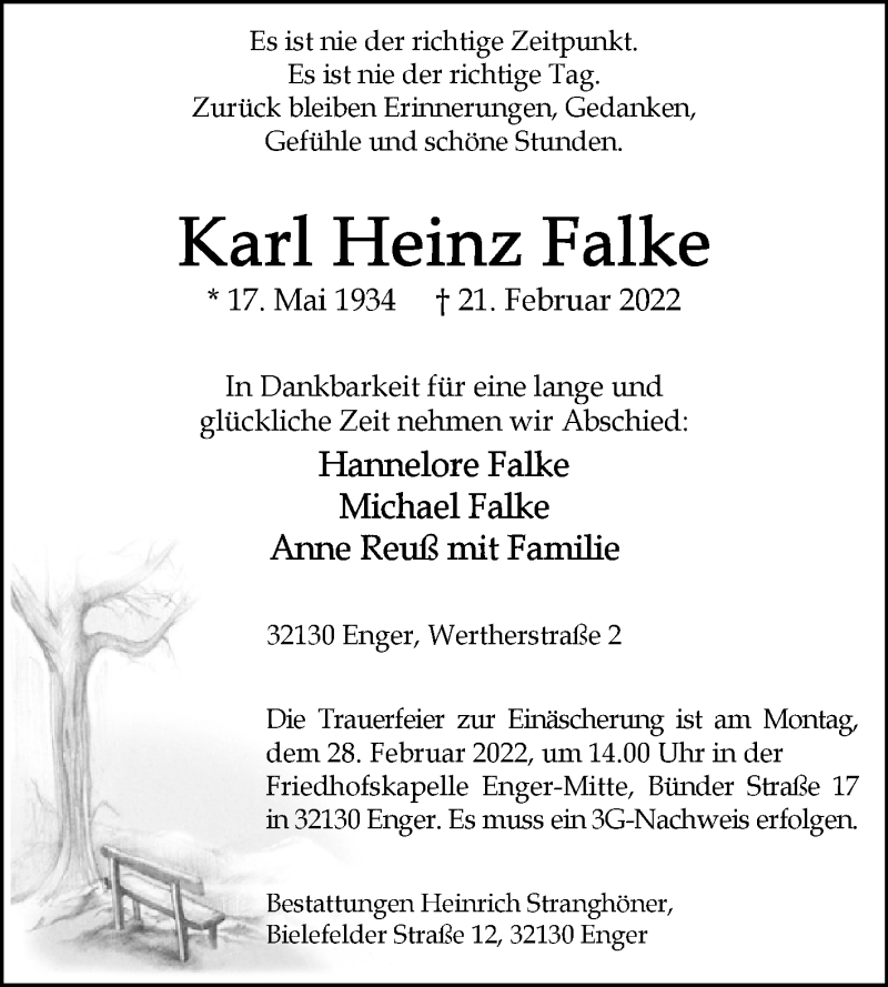  Traueranzeige für Karl Heinz Falke vom 25.02.2022 aus Westfalen-Blatt