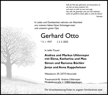 Traueranzeige von Gerhard Otto von Westfalen-Blatt