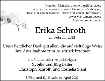 Traueranzeige von Erika Schroth von Westfalen-Blatt