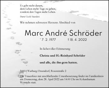 Traueranzeige von Marc Andre Schröder von Westfalen-Blatt