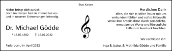 Traueranzeige von Michael Gödde von Westfalen-Blatt