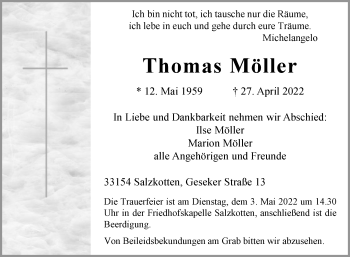 Traueranzeige von Thomas Möller von Westfalen-Blatt