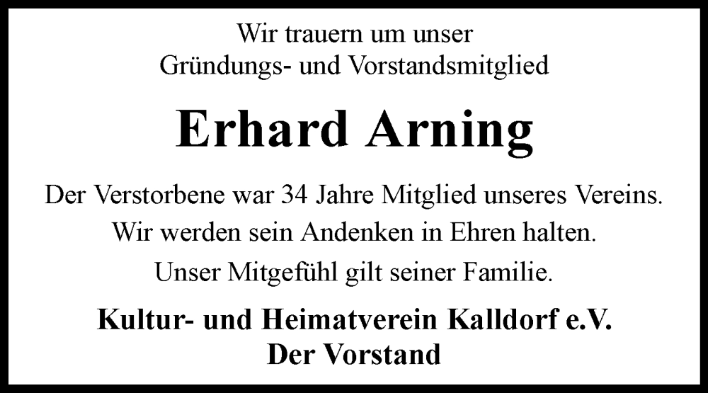  Traueranzeige für Erhard Arning vom 13.05.2022 aus Westfalen-Blatt