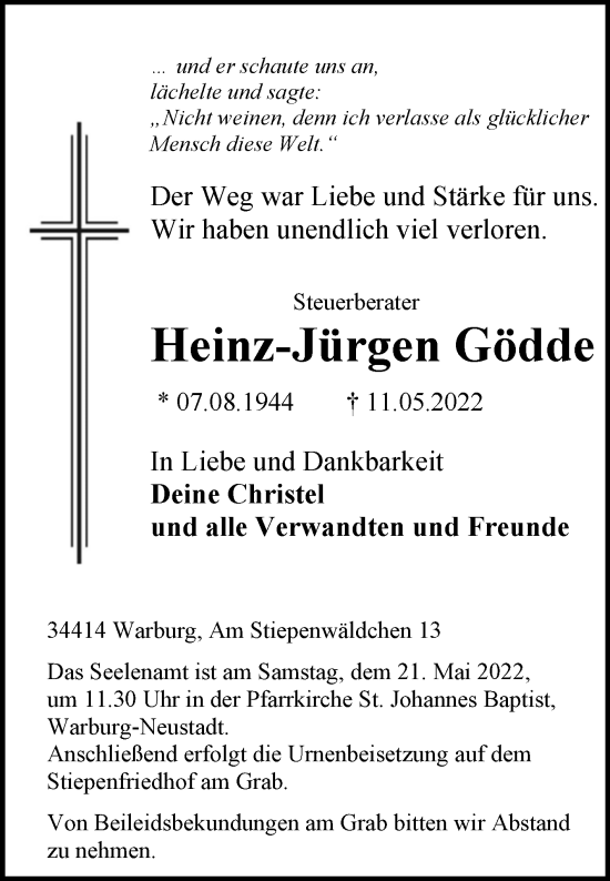 Traueranzeige von Heinz-Jürgen Gödde von Westfalen-Blatt