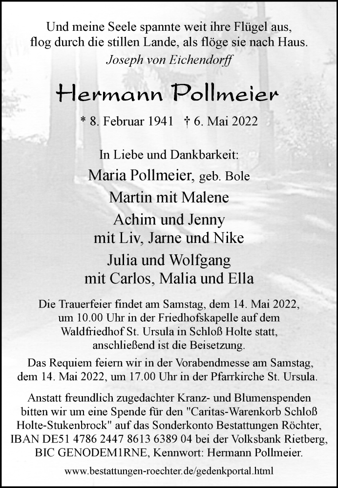  Traueranzeige für Hermann Pollmeier vom 10.05.2022 aus Westfalen-Blatt