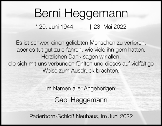 Traueranzeige von Berni Heggemann von Westfalen-Blatt