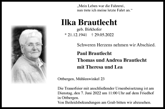 Traueranzeige von Ilka Brautlecht von Westfalen-Blatt