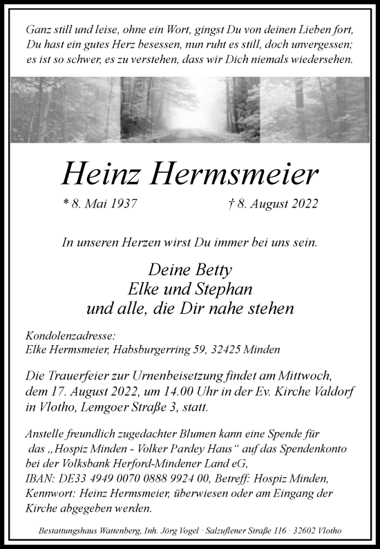 Traueranzeige von Heinz Hermsmeier von Westfalen-Blatt