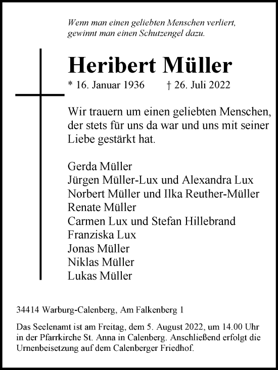 Traueranzeige von Heribert Müller von Westfalen-Blatt