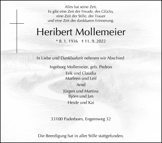 Traueranzeige von Heribert Mollemeier von Westfalen-Blatt