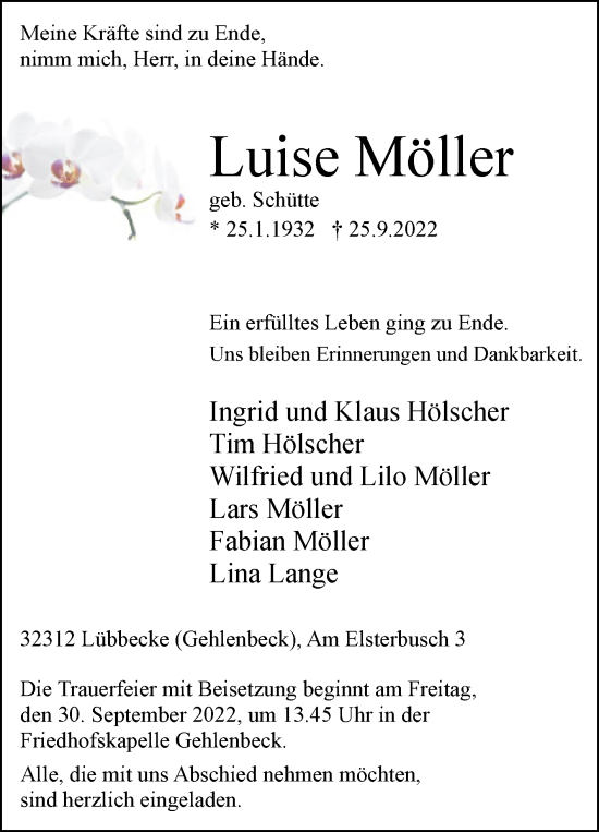 Traueranzeige von Luise Möller von Westfalen-Blatt