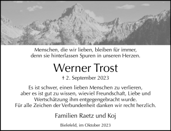 Traueranzeige von Werner Trost von Westfalen Blatt